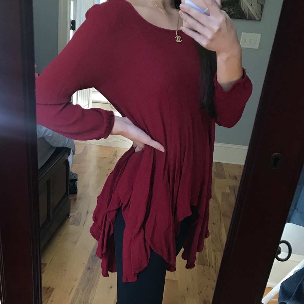 Oversized maroon blouse